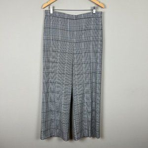 Nicole Miller Pants Womens 14 Black White Plaid Wide‎ Leg Stretch Knit Pull On